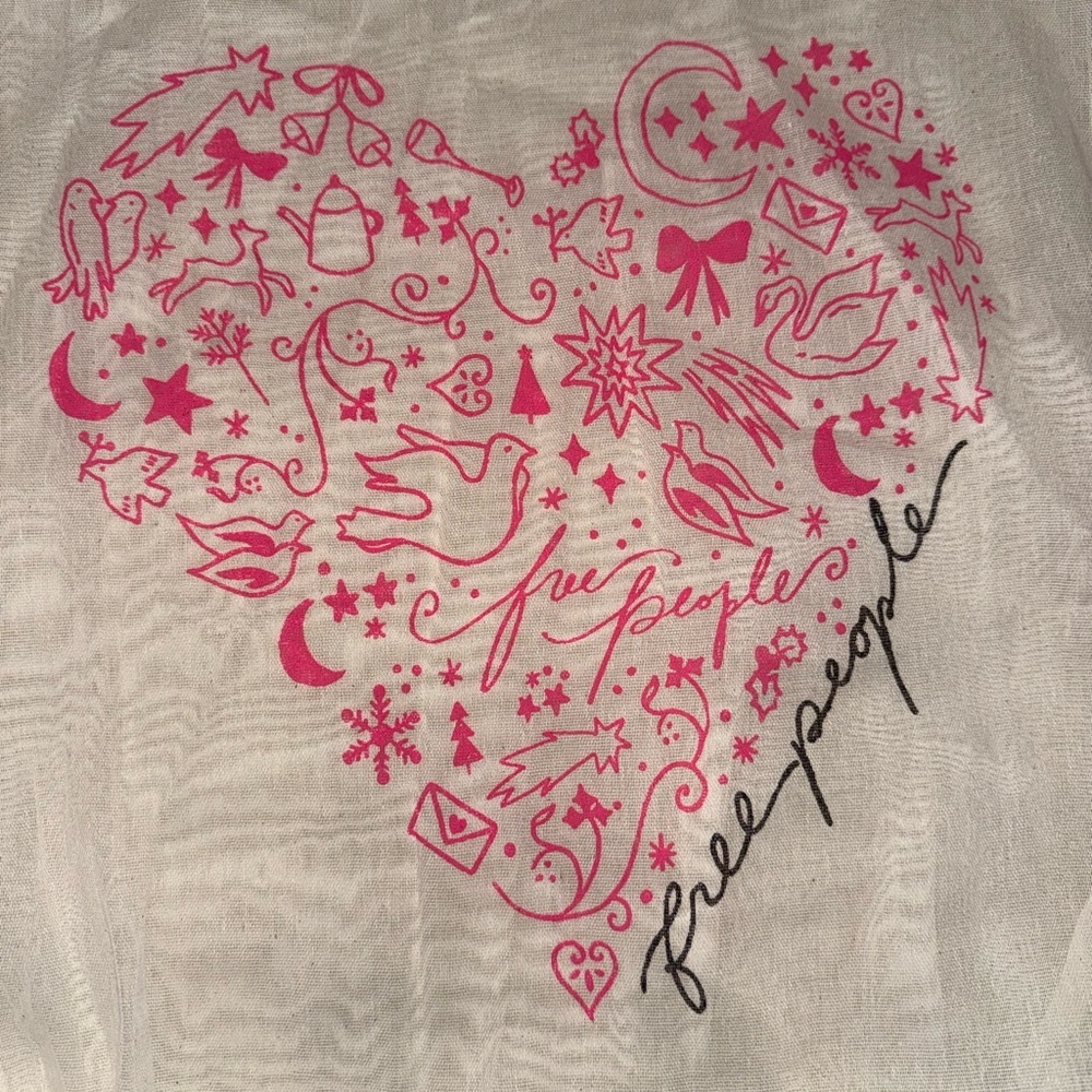 Free People Pink Heart Graphic Tote Bag - Picture 2 of 3